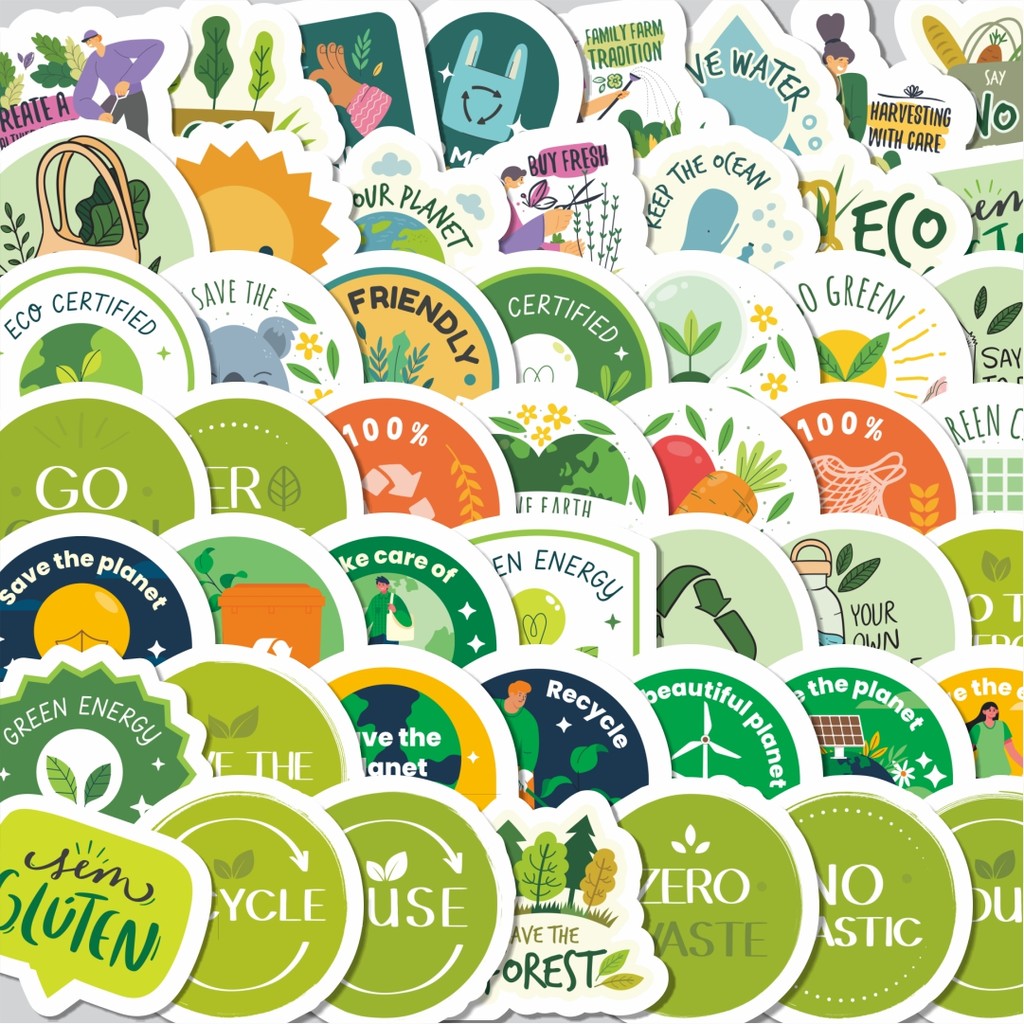 

Stiker Cutting Pack Stiker Go Green Stiker Isi 100Pcs Series Aesthetic Lucu Keren Untuk Koper Bahan Vynil