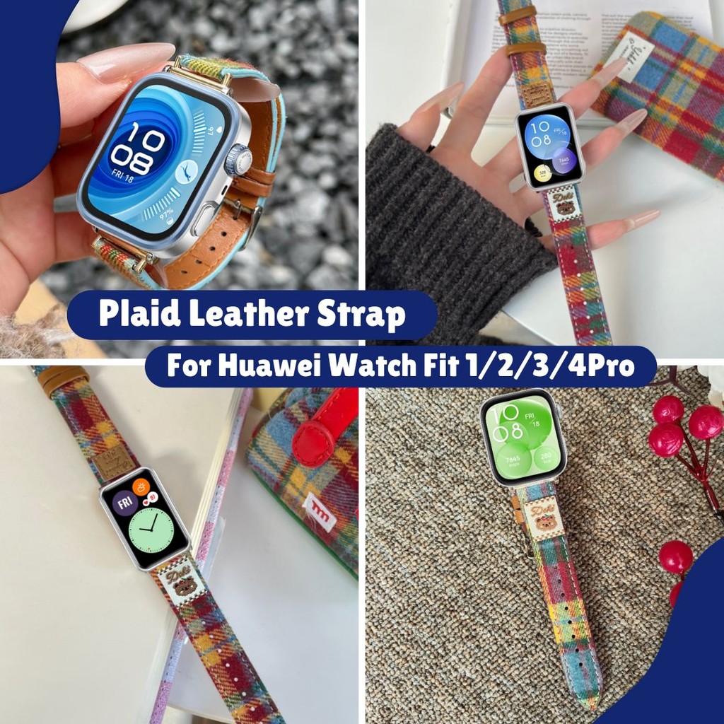 Rainbow Plain Leather Strap For Huawei Watch Fit 1  Huawei Watch Fit  2  Huawei Watch Fit  3  Huawei