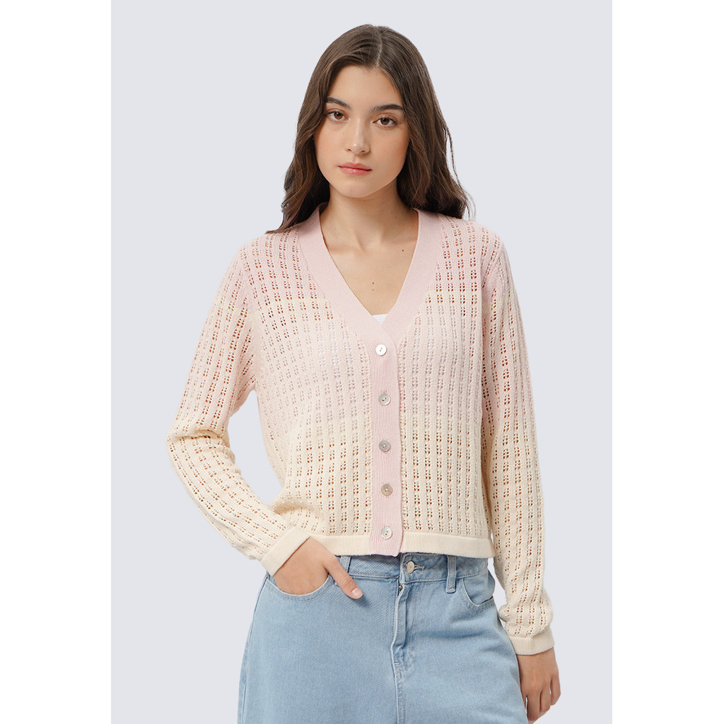 Et Cetera V-Neck Long Sleeve Cardigan MULTICOLOR