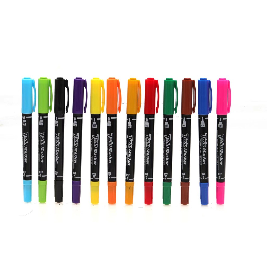 

Gxin G-107 12PCS Colored Permanent Marker. Art Pens.Dual Tip.Waterproof.Practical Pen.Perfect For Industry School And Home.Color