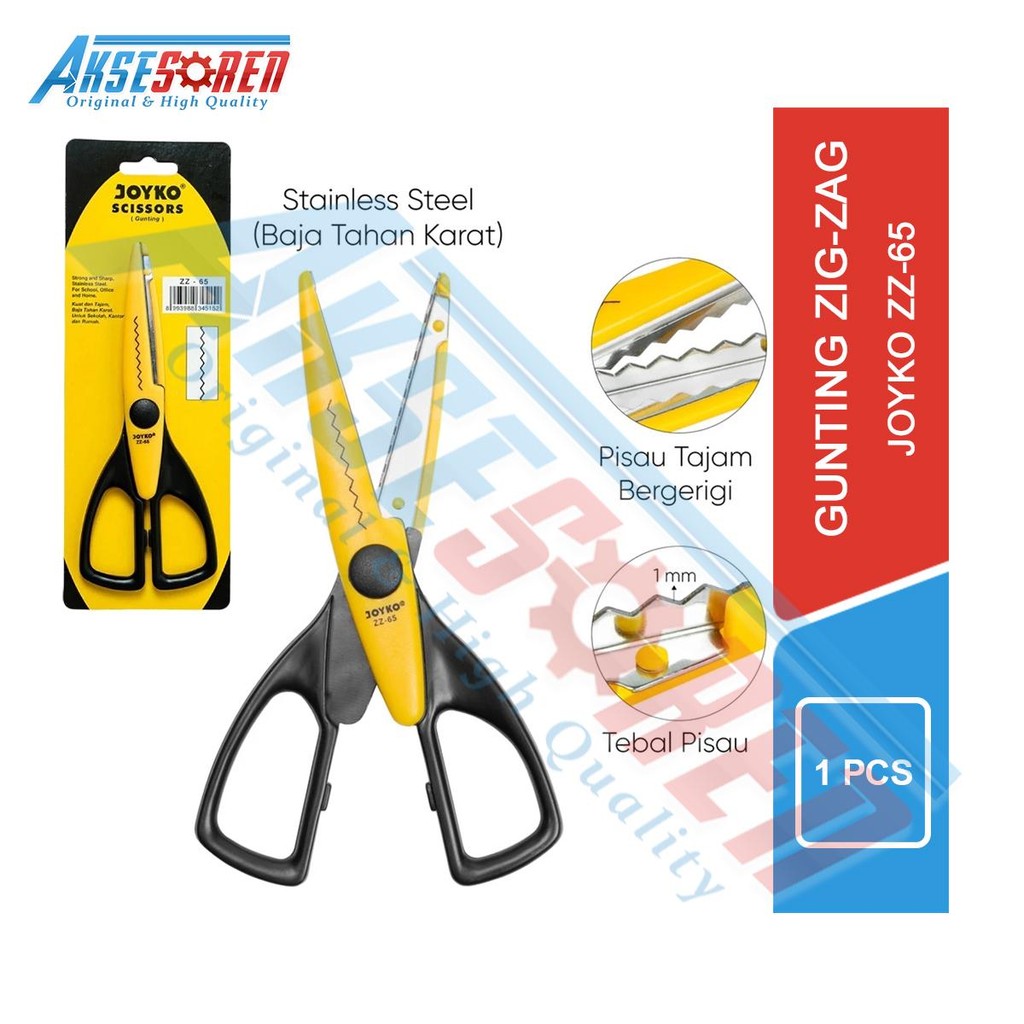 

Aksesoren Gunting Besar Joyko ZZ-65 [1 Pcs] / Gunting Bergrigi Zig Zag / Alat Pemotong Kertas Super Tajam ZZ65