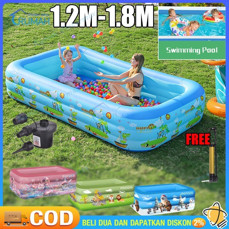 Kolam Renang Anak Kolam Renang Anak Perosotan Bahan Tebal 2M Tebal Ekstra Besar Bak Mandi Air Panas 