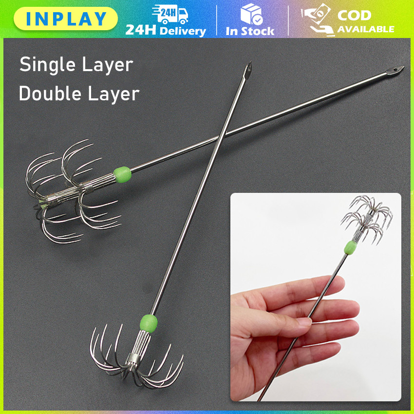 15cm Pancing Cumi Umbrella Jig / Kail Pancing Cumi-Cumi Lominous Bahan Stainless Steel / Umpan Panci