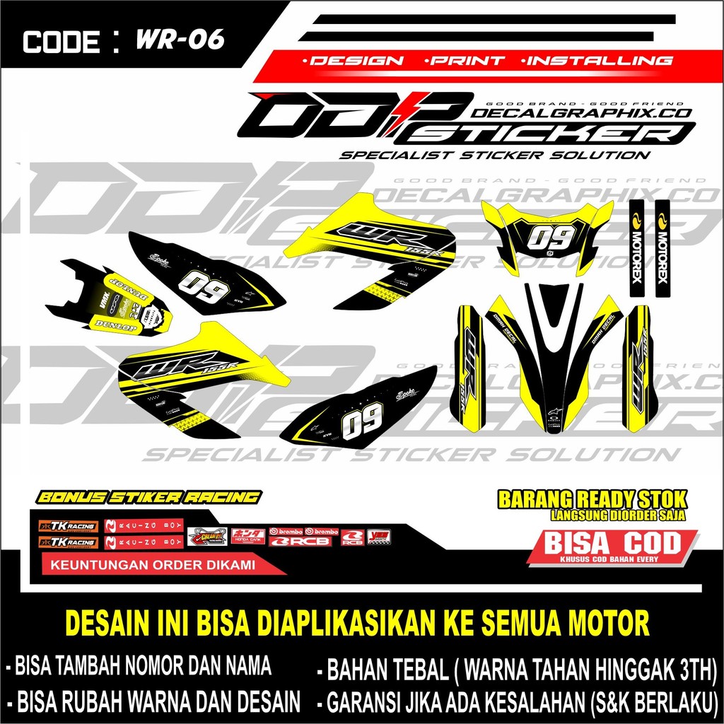 DECAL SUPERMOTO YAMAHA WR 155-Decal Sticker Fullbody SUPERMOTO WR 155 New Design-06
