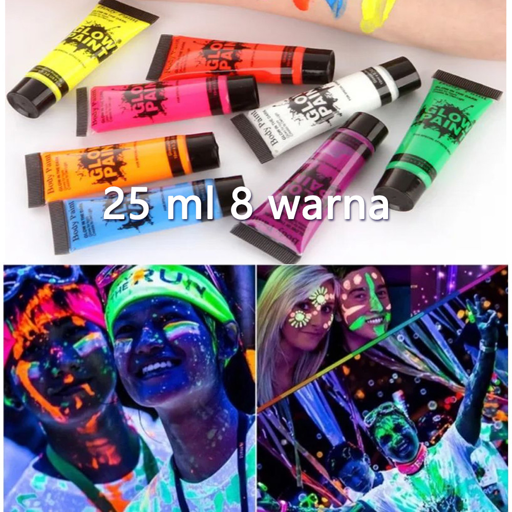 25 mL 8 color Cat Lukis Badan Wajah Cair Body Face Painting Glow In The Dark