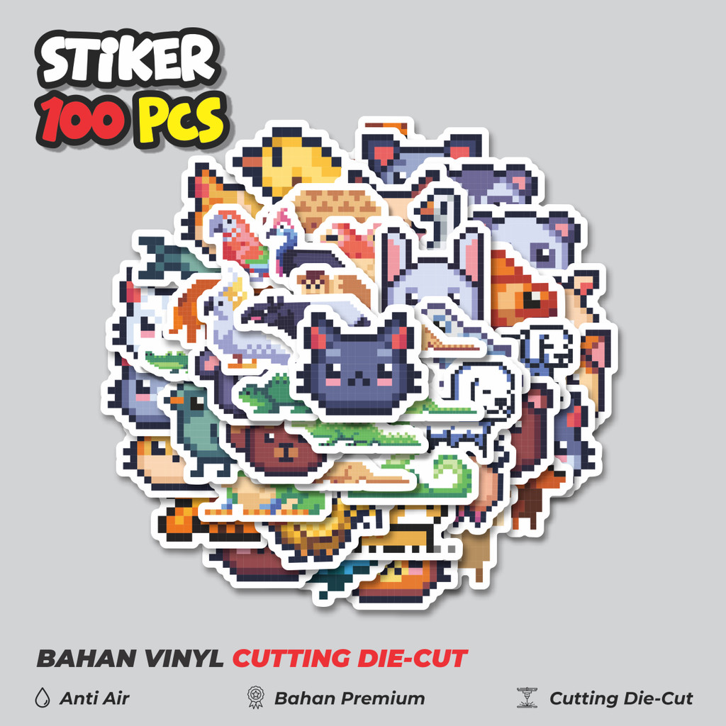 

Terbaru! 50 pcs Stiker Hewan Pixel Dekorasi Lucu Kreatif untuk Notebook, Skateboard, HP
