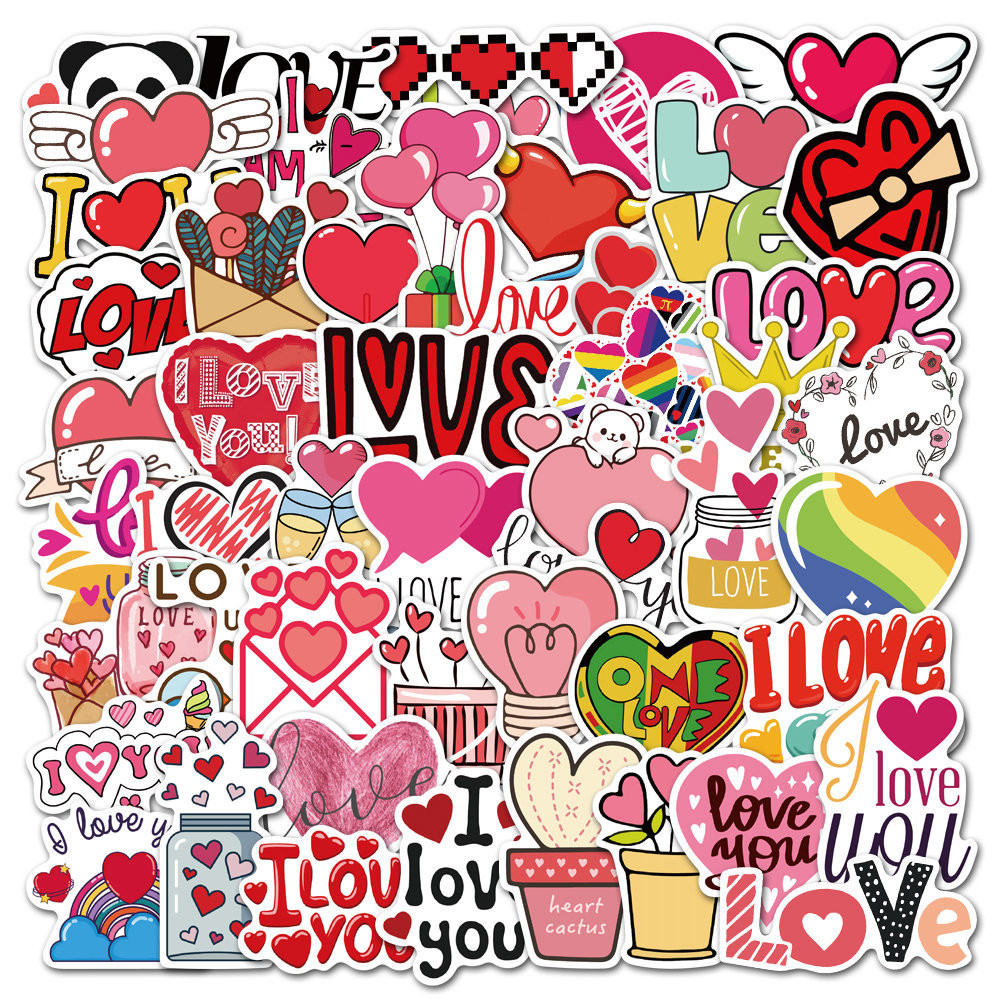 

10/25/50pcs Red Heart Graffiti Stickers Love Decals for DIY Waterproof Suitcase Phone Water Bottle Guitar Room Decor Fridge