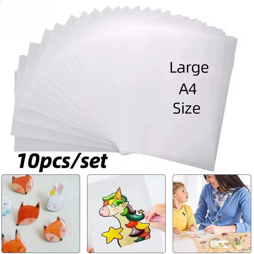 

10PCS Kertas Shrink A4 - Kertas Penyusut dengan Panas untuk DIY Semi-transparant Shrinky Plastic Heat Shrink Plastic Sheet