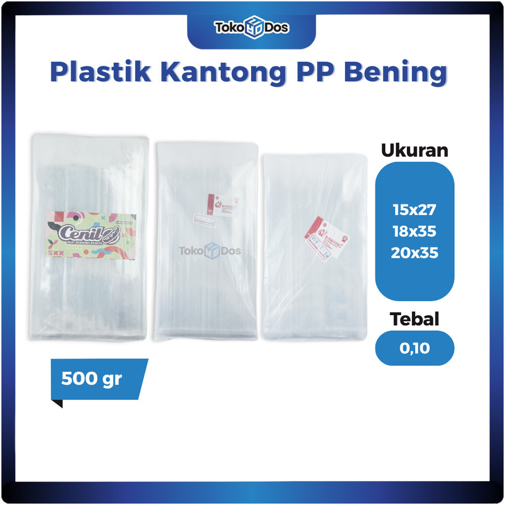 (1 Pack) Plastik PP Bening Mika Cap Bawang / Cap Cendil Ukuran 15x27 / Ukuran 18x35 / Ukuran 20x35 T