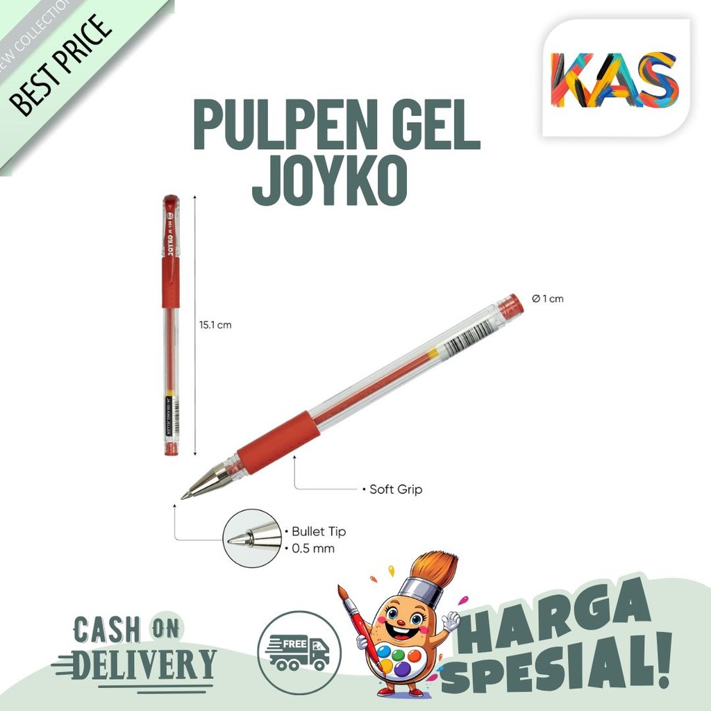 

Pulpen Pen Gel Joyko JK-100 Bullet Tip 0.5 mm Gel Pen Tersedia 2 Warna Lusinan