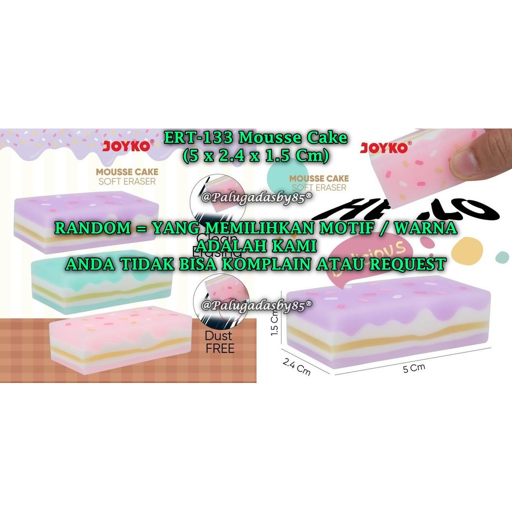 

(1 Biji) GROSIR Penghapus JOYKO ERT-133 Mousse Cake RANDOM / Penghapus Eraser Joyko ERT-133 (1 Biji)