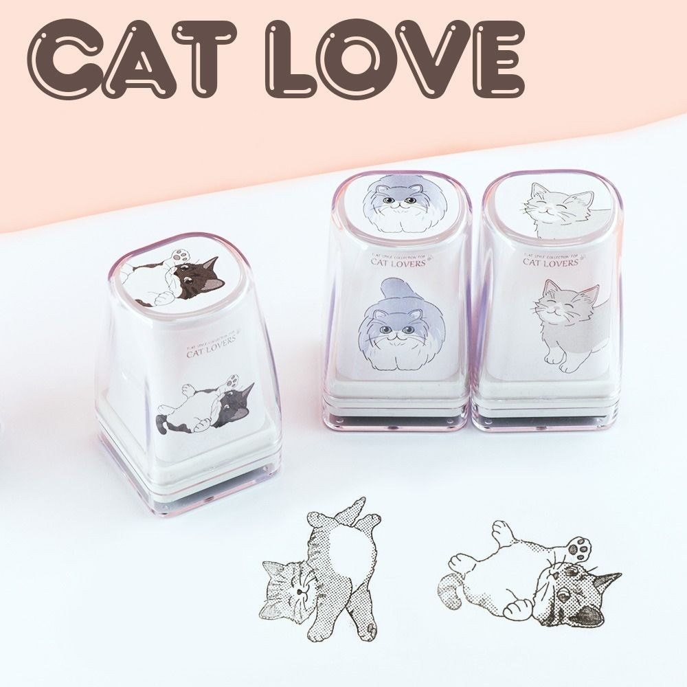

Loverly Animal Pattern Cat Decoration Stamp DIY Craft Hand Account Pet Cat Stamp Kawaii Stationery Cat Figure Seal Diary Decor