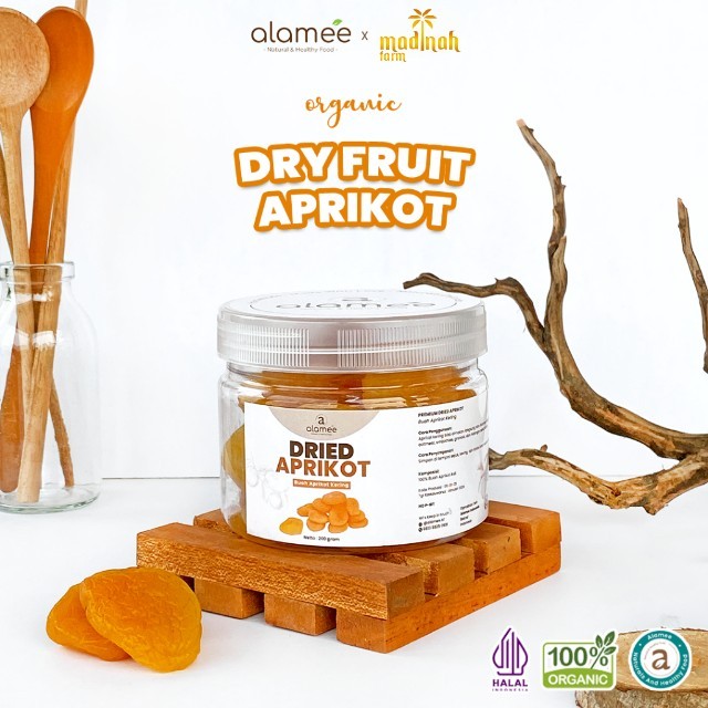 

ALAMEE Dried Apricot Buah Aprikot Kering Dried Fruit Apricots Tanpa Biji Cemilan Buah Sehat 200gr madinah