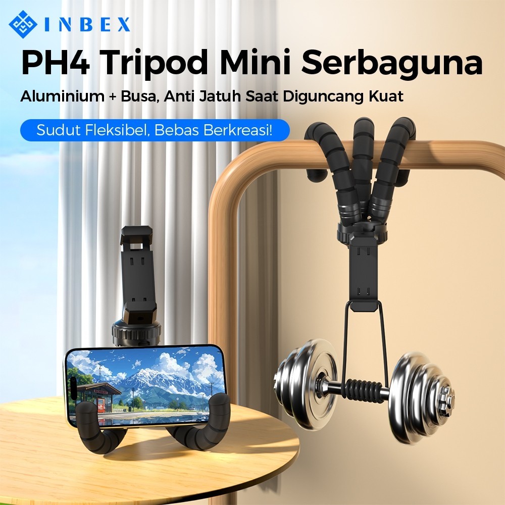 INBEX PH4  Mini Soft Tripod Gurita Holder Hp tongsis Light Anti Goyang & Anti Slip  Cocok Live Naik 