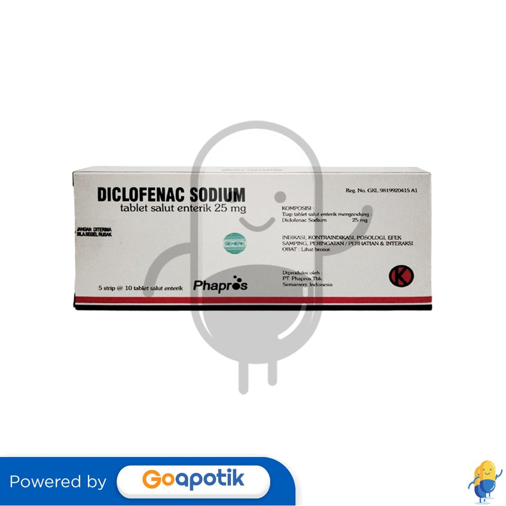 Diclofenac Sodium Phapros 25 Mg Box 50 Tablet