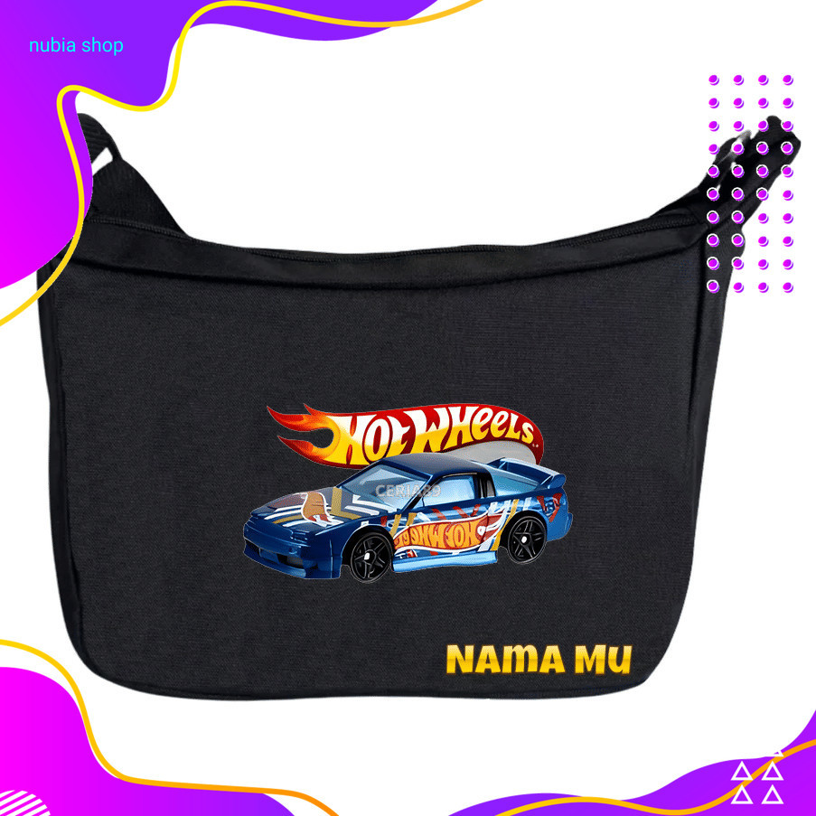nubia Tas Selempang Hot Wheels Anak Cowok Karakter Mobil Balap Keren - Sling Bag Anak Motif Hotwheel
