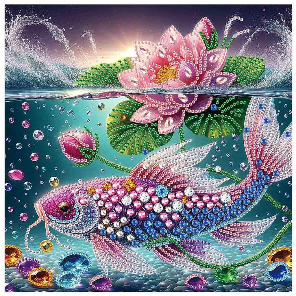 

Diamond Art Painting Kits for Adults,DIY Pink Fish Special Shape Diamond Art Kits for Beginners for Home Wall Decoration Gifts