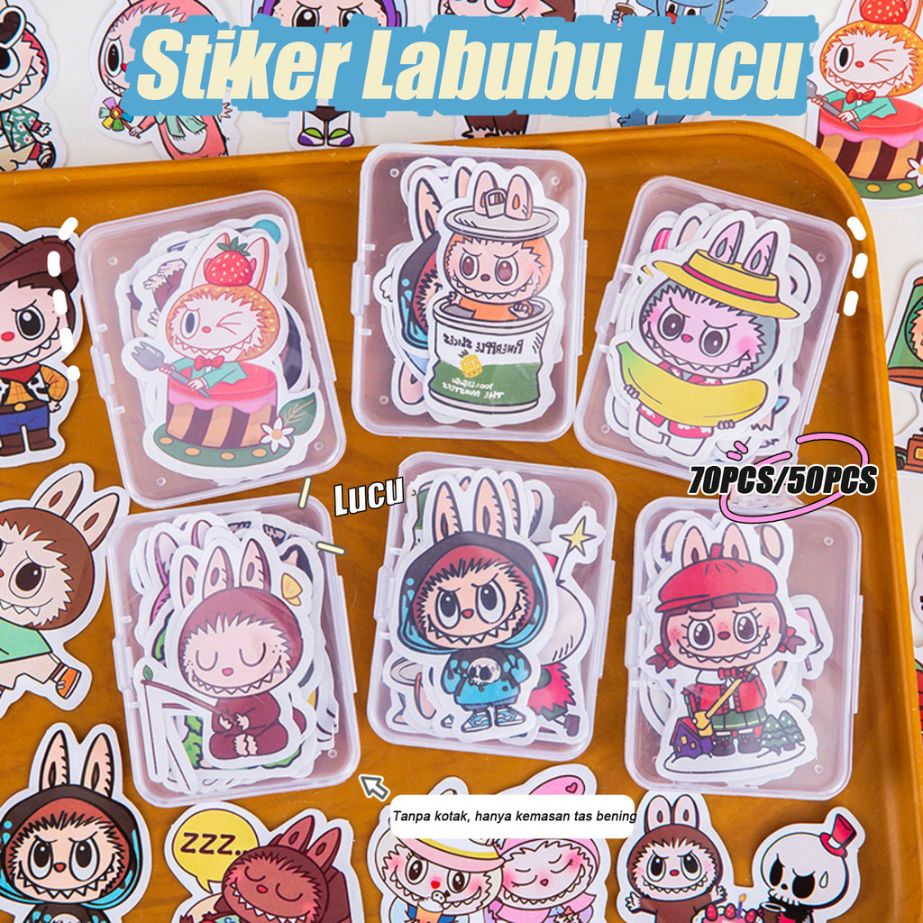 

100Pcs Stiker Labubu Lucu Stiker Aesthetic Stiker Karakter Kartun Lucu Anti Air Warna Warni Bahan PVC Untuk Dekorasi Handbook Scrapbook Laptop Botol Anak DIY Aksesoris Mainan Murah