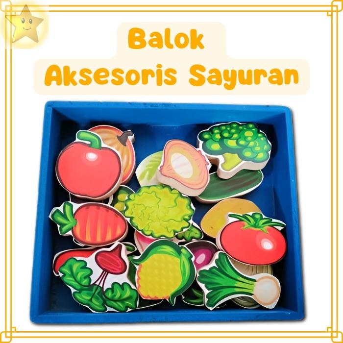 Mainan Edukasi Anak Edutoys Kayu Balok Aksesoris Sayuran - Model Sayuran Miniatur