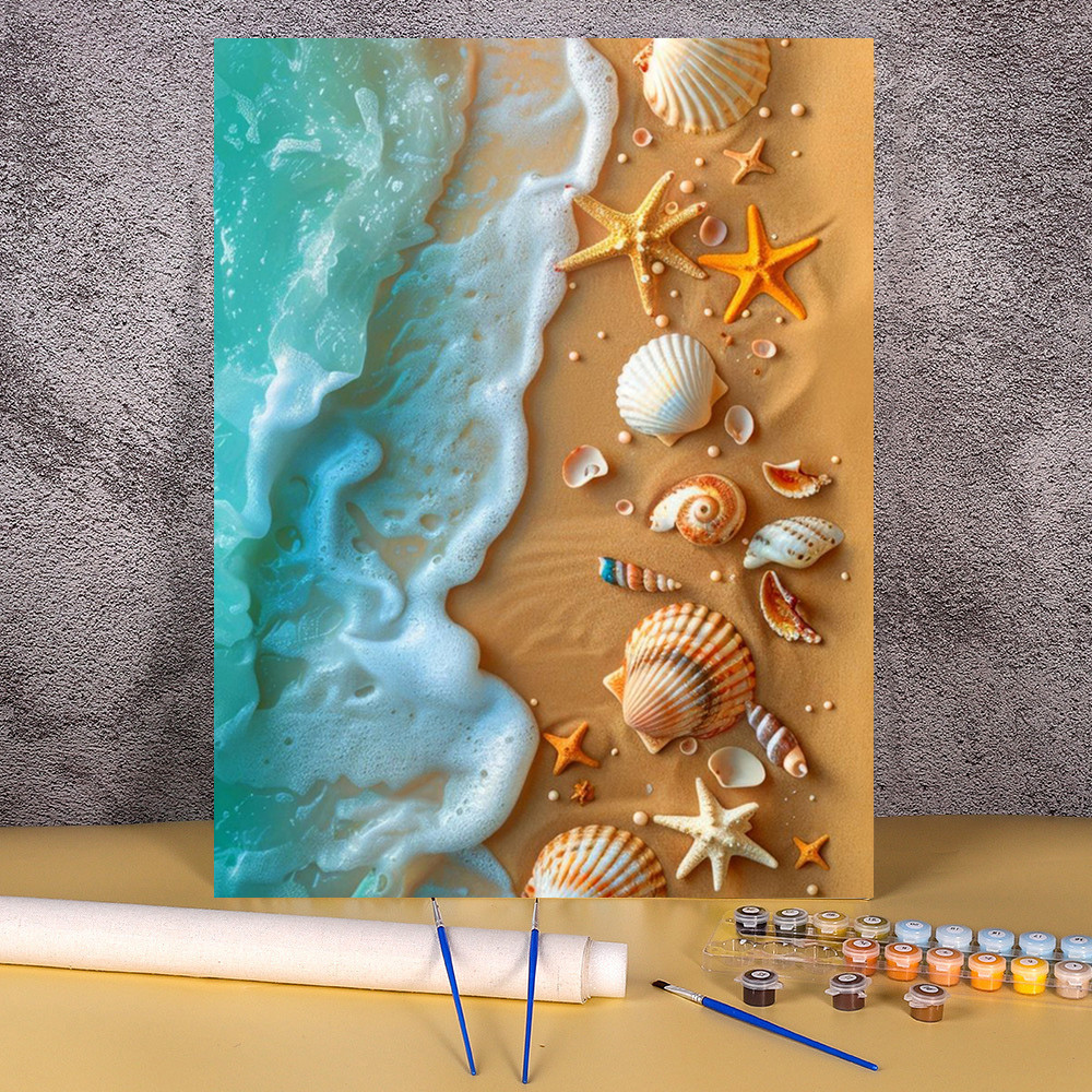 

Paint By Number Sea Beach Shell Hand Painted Painting Gift DIY Pictures By Numbers Landscape Drawing On Canvas Kits Home Decor