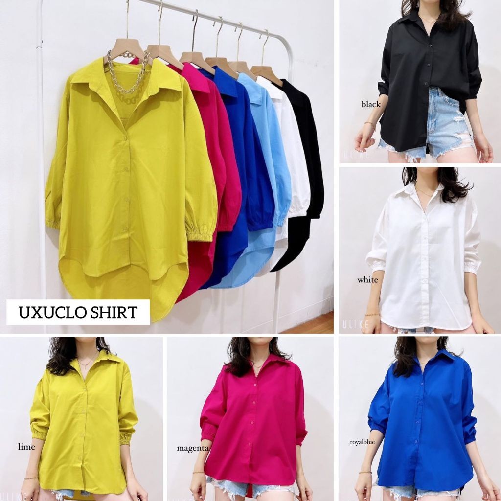 [NEW] Uxuclo Kemeja Cotton Shirt Premium Lengan Balon/Kemeja Katun Wanita Lengan Balon/Kemeja Katun 