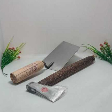 Harga Hemat Kapak + Sendok Semen Galur Kotak Dan Baja Gagang Kayu Berkualitas