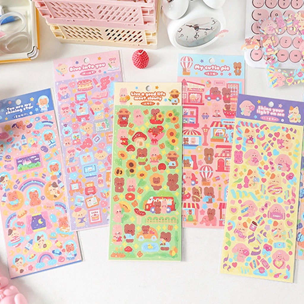 

ACEH | Sticker Waterproof Kartun Bear Rabbit Hologram Stiker Motif Beruang Dan Kelinci Korea Anti Air