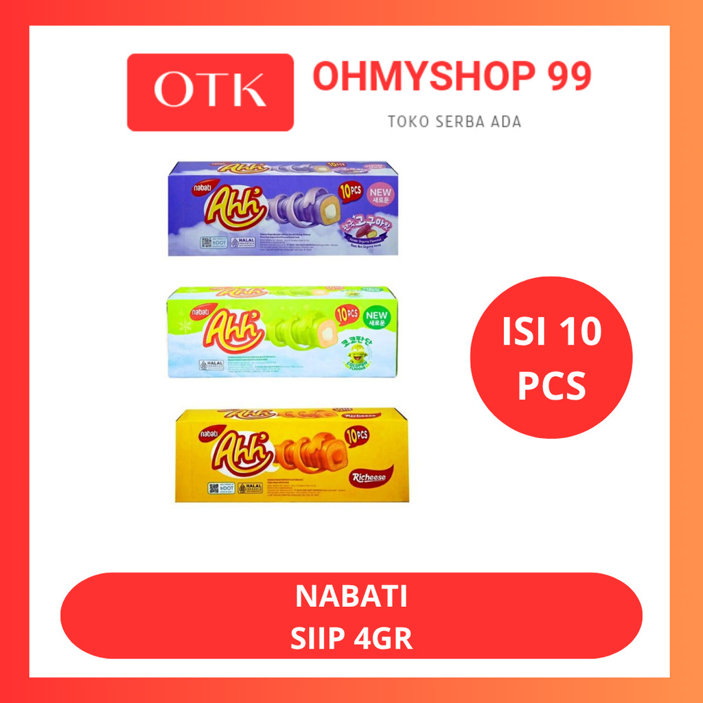 

Nabati Ahh Richeese Snack Keju 3grx10pcs