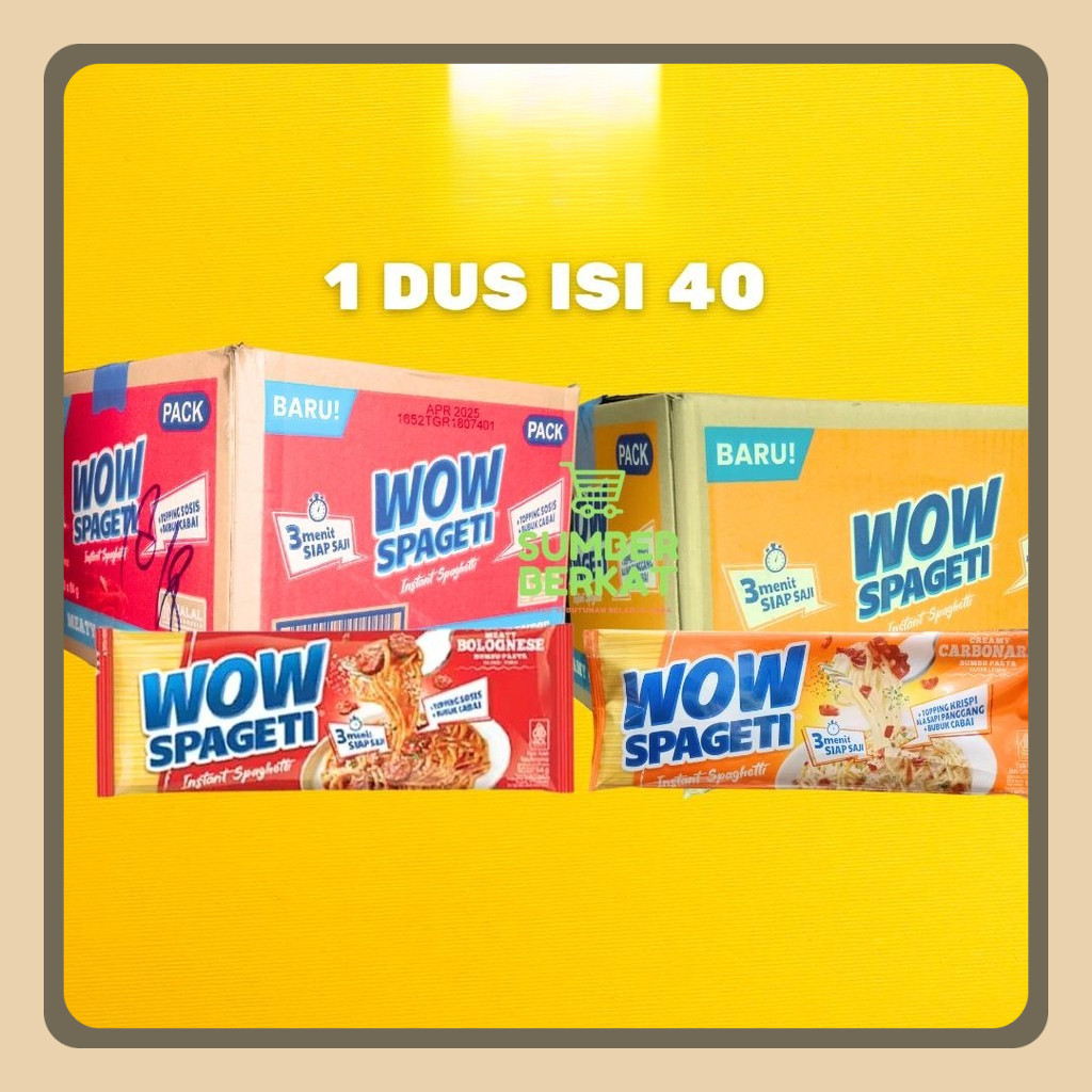 

WOW SPAGHETTI INSTANT MEATY BOLOGNESE DAN CREAMY CARBONARA 1 DUS ISI 40