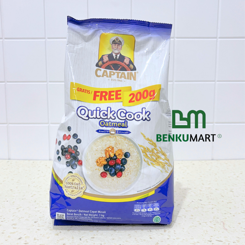 

Captain Oats Quick Cook Oatmeal (800 gr) Biru/Blue
