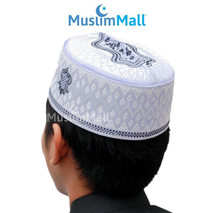 Peci Assagofah Putih Songkok Haji Assaghofah Motif Sandal Nabi TheKufi - Putih - Hitam, No.5