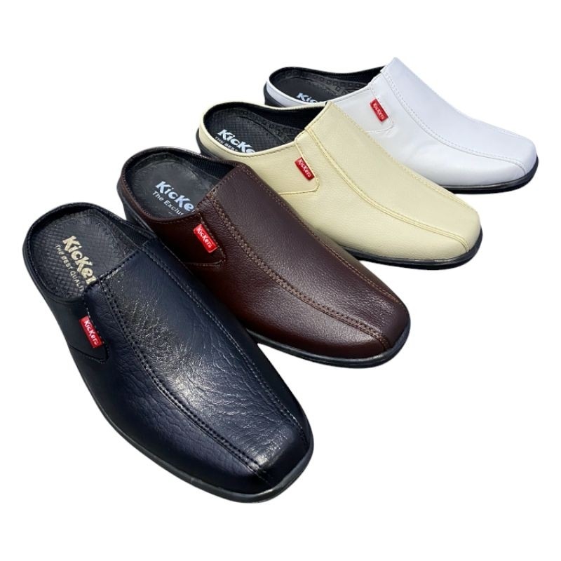 Sepatu Sandal Slop Bustong Pria Sepatu Kulit Selop Dewasa Sepatu Pantofel Kerja Sepatu Formal Slip O