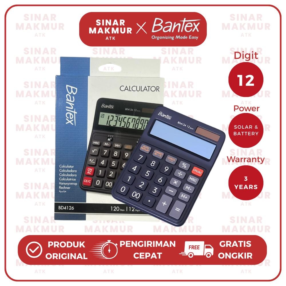 

Desktop Calculator/Kalkulator Dual Power 12 Digit Premium Bantex BD4124 (Pcs)