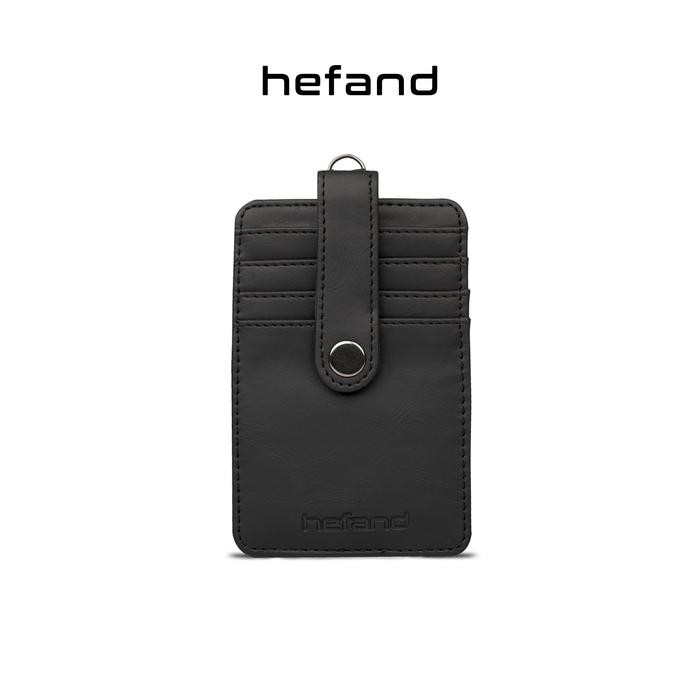 

Hefand - Lanyard ID Card Nara Name Tag Kalung Pria Wanita Kulit Praktis Premium - Black