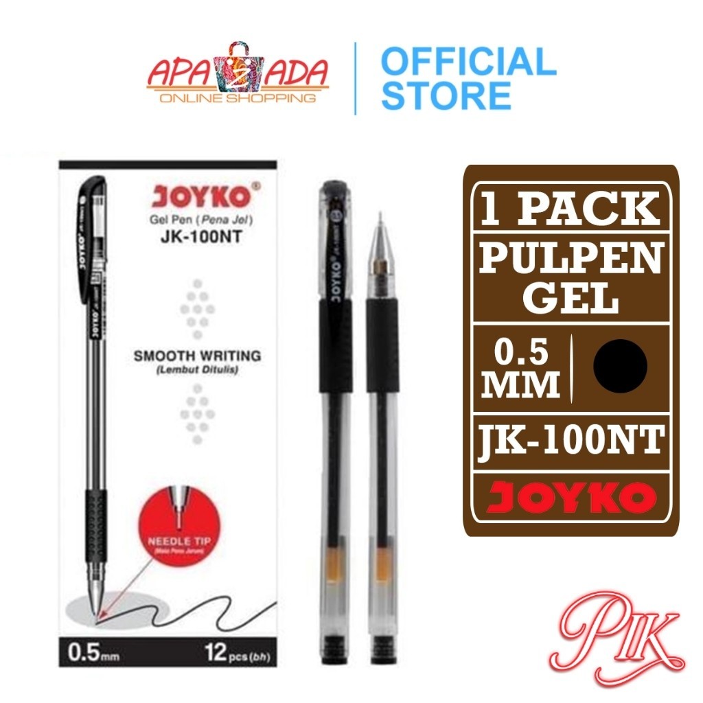 

Gel Pen / Pulpen Gel 0.5mm [1 Pack - 12 Pcs Pulpen] / Pena Joyko Smooth JK-100NT