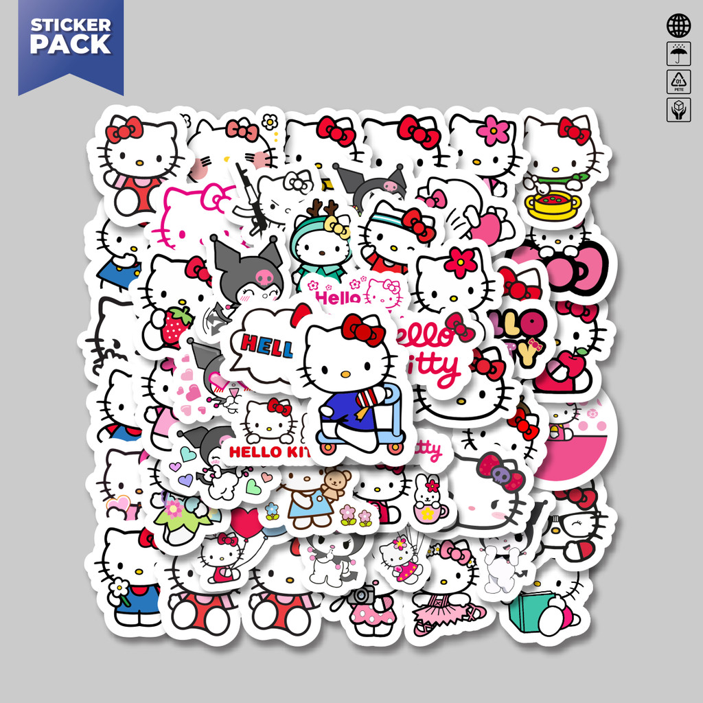 

[100PCS]Stiker Pack Stiker Kartun Hello Kitty Aesthetic Vinyl Anti Air Dekorasi Sticker Laptop Buku Journal Koper Helm Casing HP Gitar Helm Skateboard