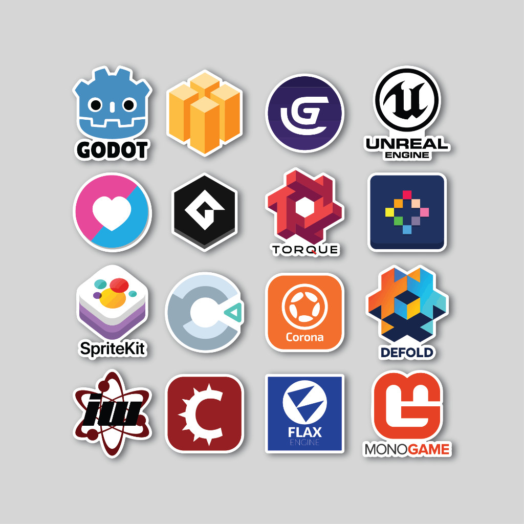 

Sticker Pack Game Engine Brand Logo | Sticker Tumbler | Stiker Laptop Koper Helm