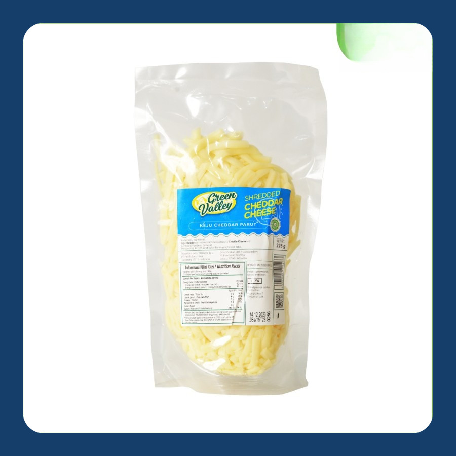 

Green Valley Shredded Cheddar Cheese, HALAL/ REAL CHEDDAR 225g