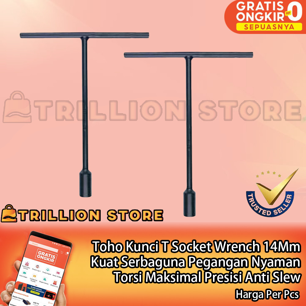 Toho Kunci T Socket Wrench 14Mm Presisi Torsi Maksimal Pegangan Nyaman Kuat Tahan Lama Hand Tool Oto