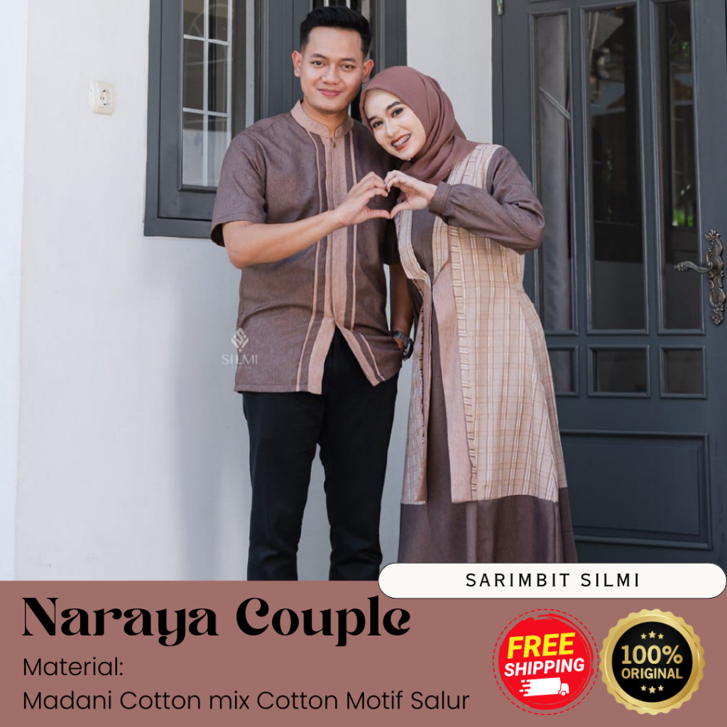 [COUPLE SILMI] GAMIS KOKO COUPLE LEBARAN TERBARU // NARAYA // BAJU KONDANGAN/NGAJI || SADDLE BROWN