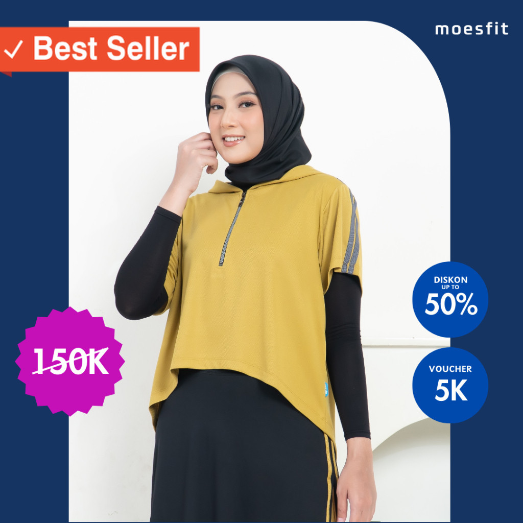 Fashion Olahraga Cewek Wanita Muslim Kekinian /  - Outer Hijab Sporty Muslimah Rompi Hoodie Olahraga