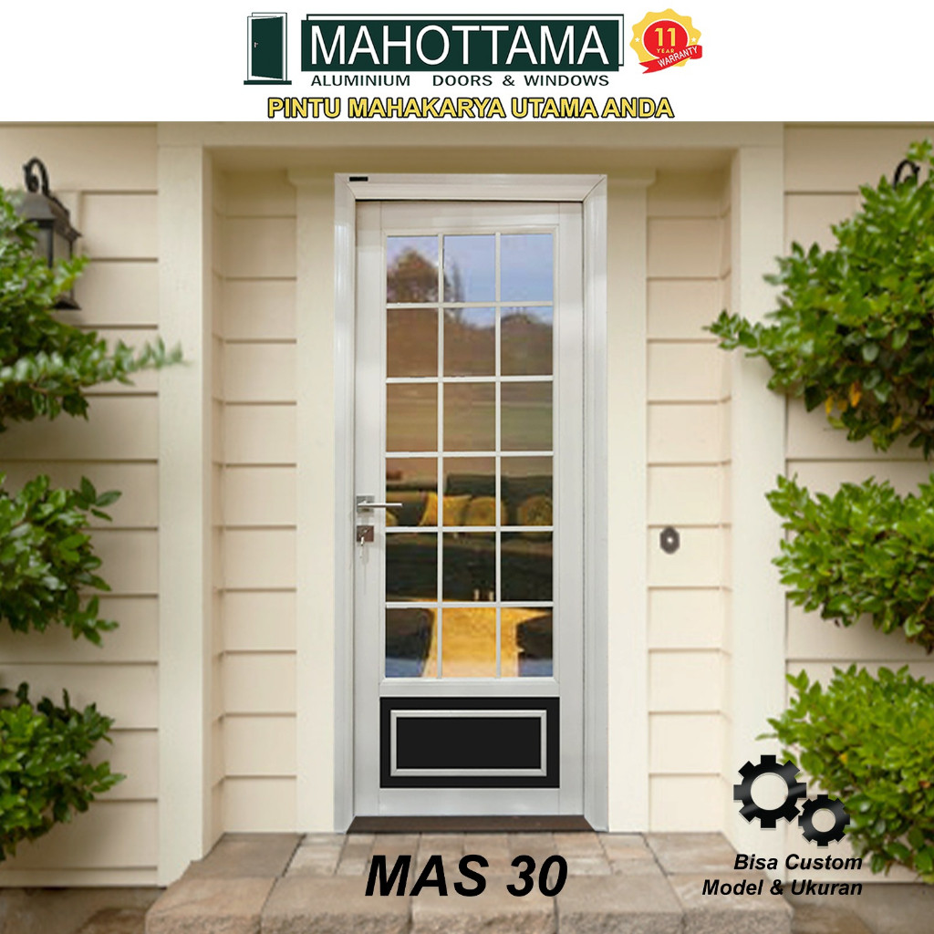 MAHOTTAMA - Pintu Rumah Kamar Tidur Kaca Kamar Mandi Aluminium 80 x 200cm Utama 1 Set Kunci Handle E