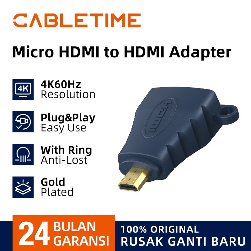 CABLETIME Adapter HDMI To HDMI Mini Type C & Micro HDMI Type D