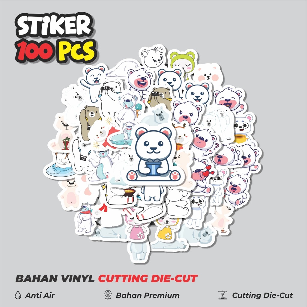 

Terbaru! 50 pcs Sticker Hewan Beruang Kutub Dekorasi Lucu Kreatif untuk Notebook, Skateboard, HP