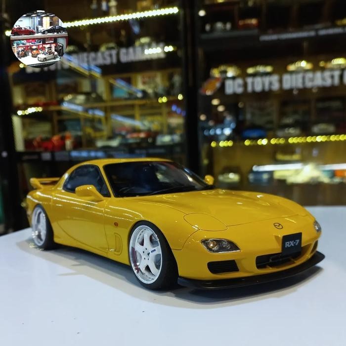 Diecast Mazda RX7 FDCS Yellow Custom Aluminum Wheels Work Meister Metal BBK by ottobile resin model 