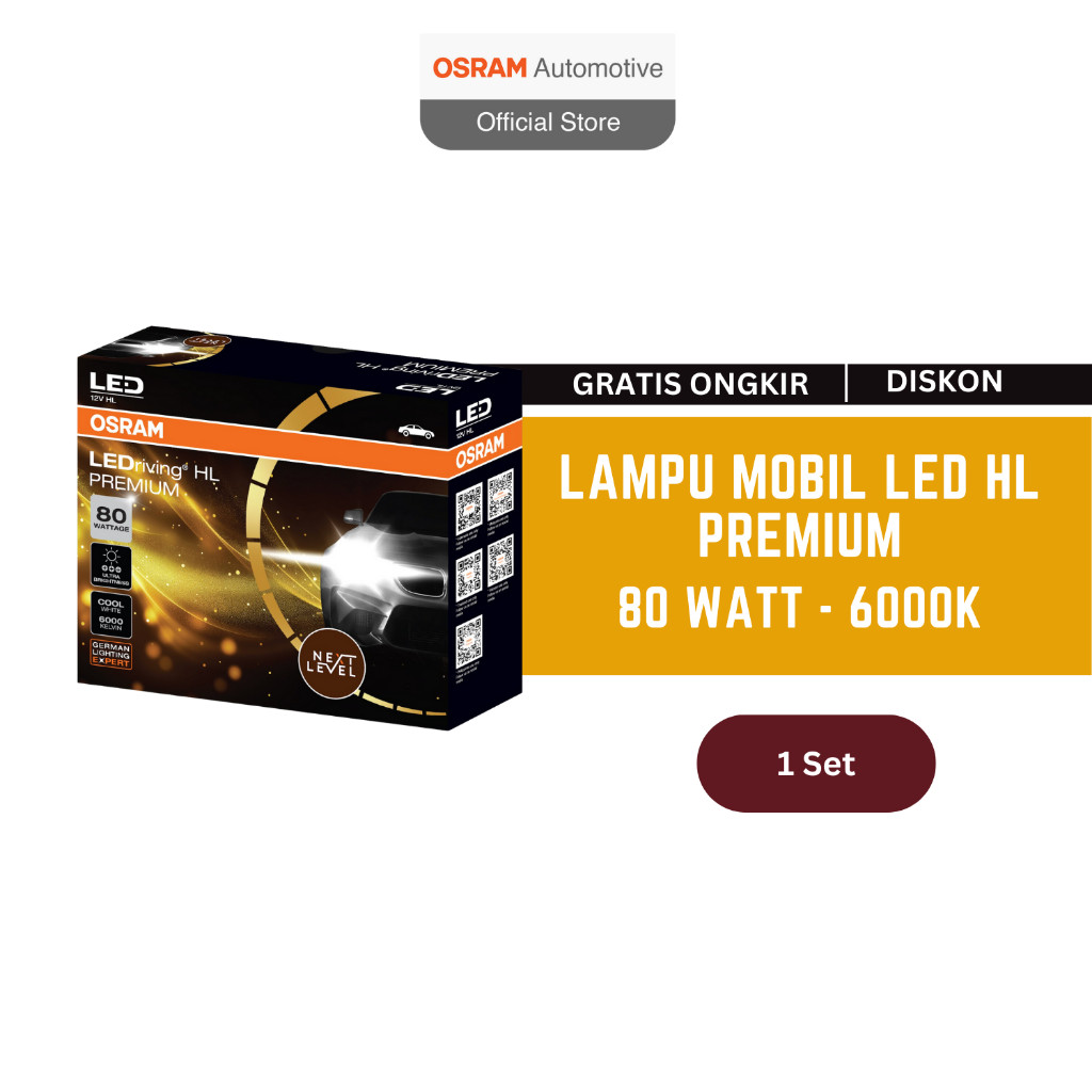Osram Lampu Mobil LED HL Premium Next Level 80W 12V - H4 - H8 - H11 - H16 - HB3 - HB4