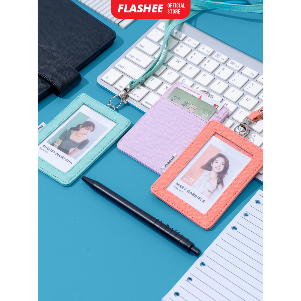

Flashee ID Card Holder Name Tag Tali Lanyard ID Card Kulit Model Kalung Pria Wanita