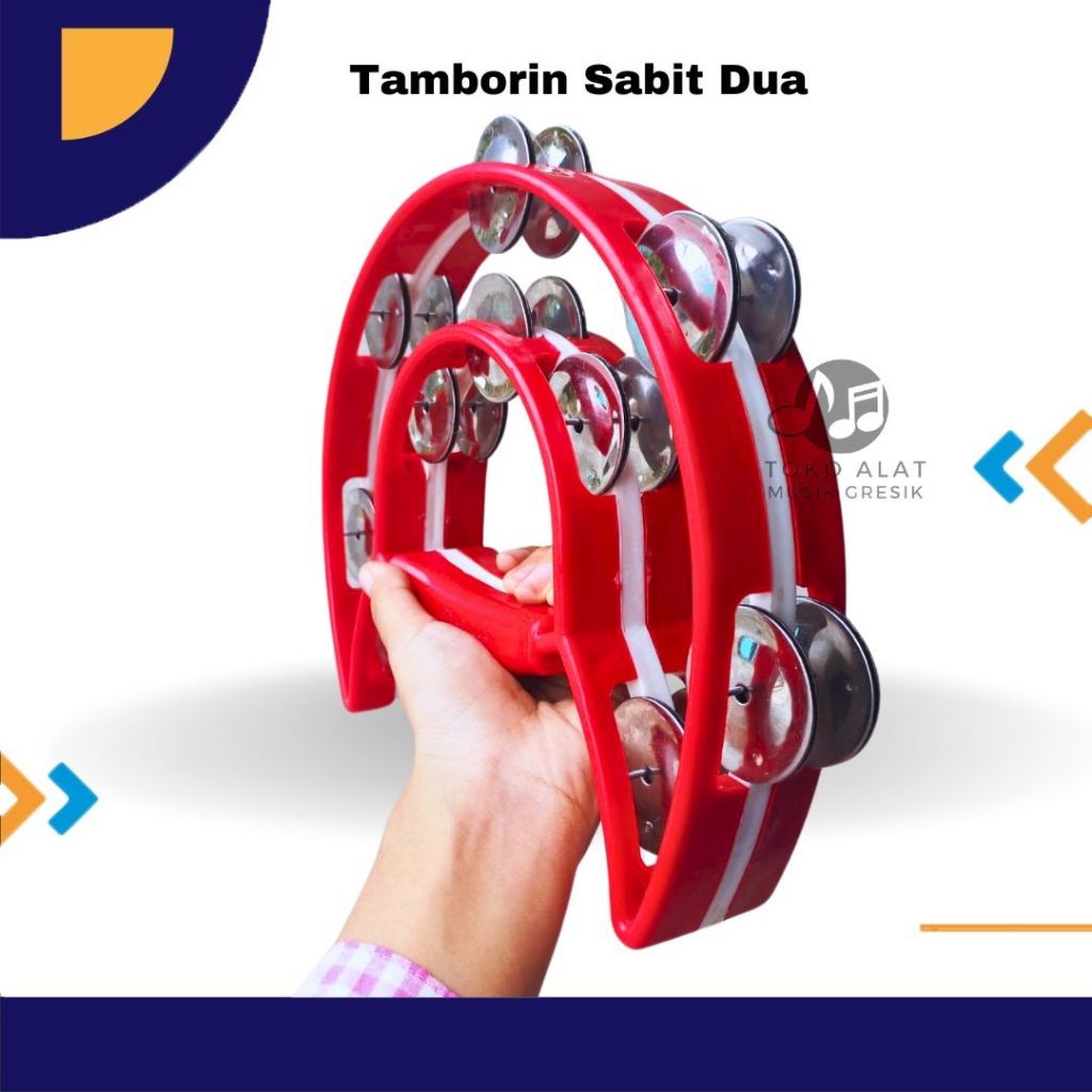 Alat Musik Tambourine Hadroh Ecrek Model Sabit Bulan Tamborine Gereja CO
