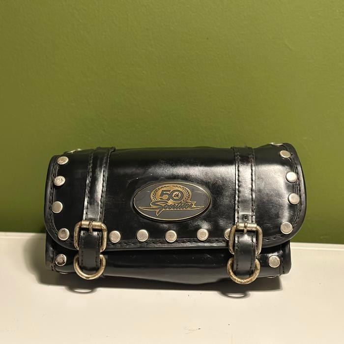 TOOL BAG BARREL STANG HARLEY SPORTSTER ANNIVERSARY 50TH GENUINE LEATHER