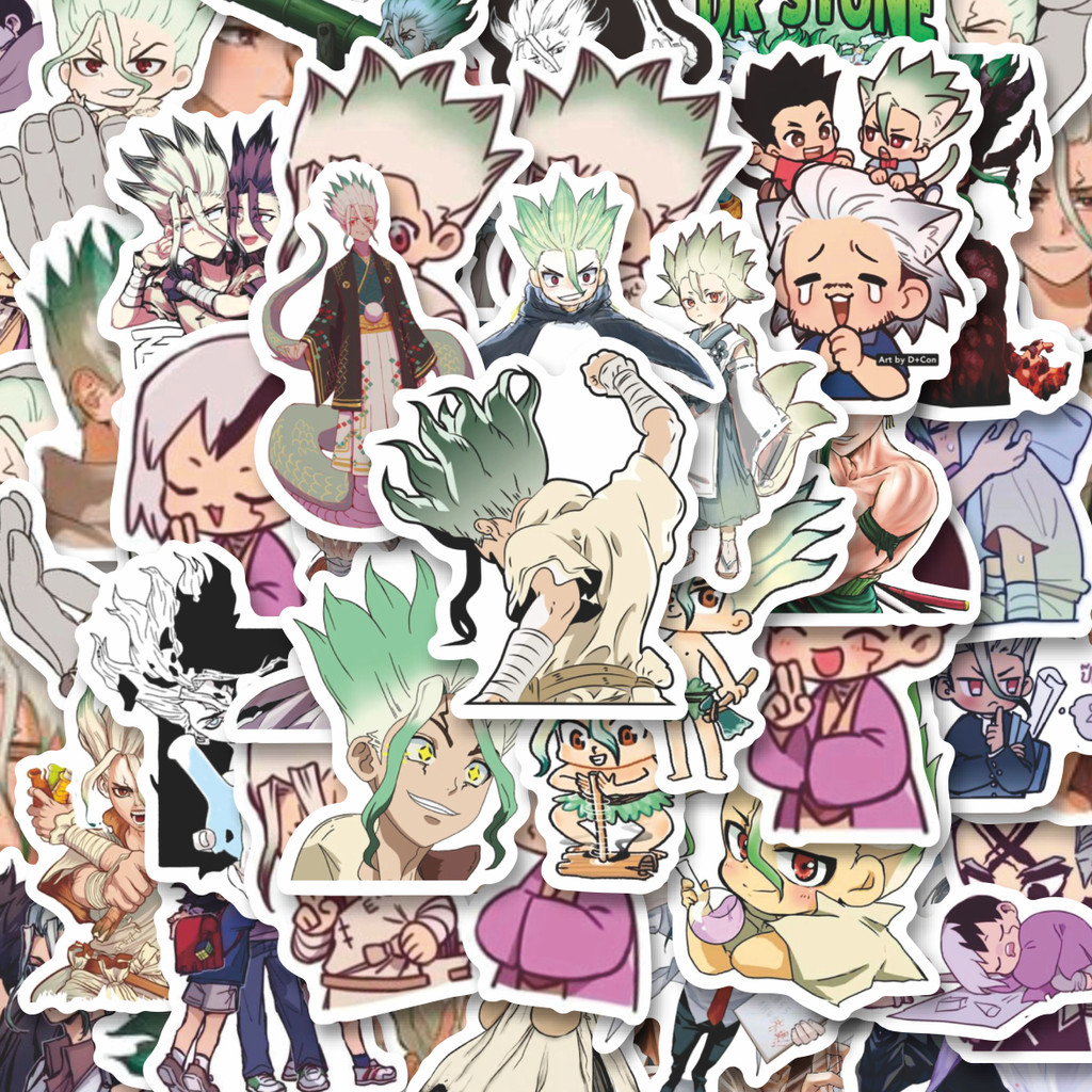 

100PCS Lucu Sticker Anime Dr.Stone Sticker Stiker Aesthetic Stiker Anti Air Stikers Berperekat Waterproof sticker decal buat Motor Helm Buku Journal Koper Casing HP Laptop Botol Minum Hadiah anak